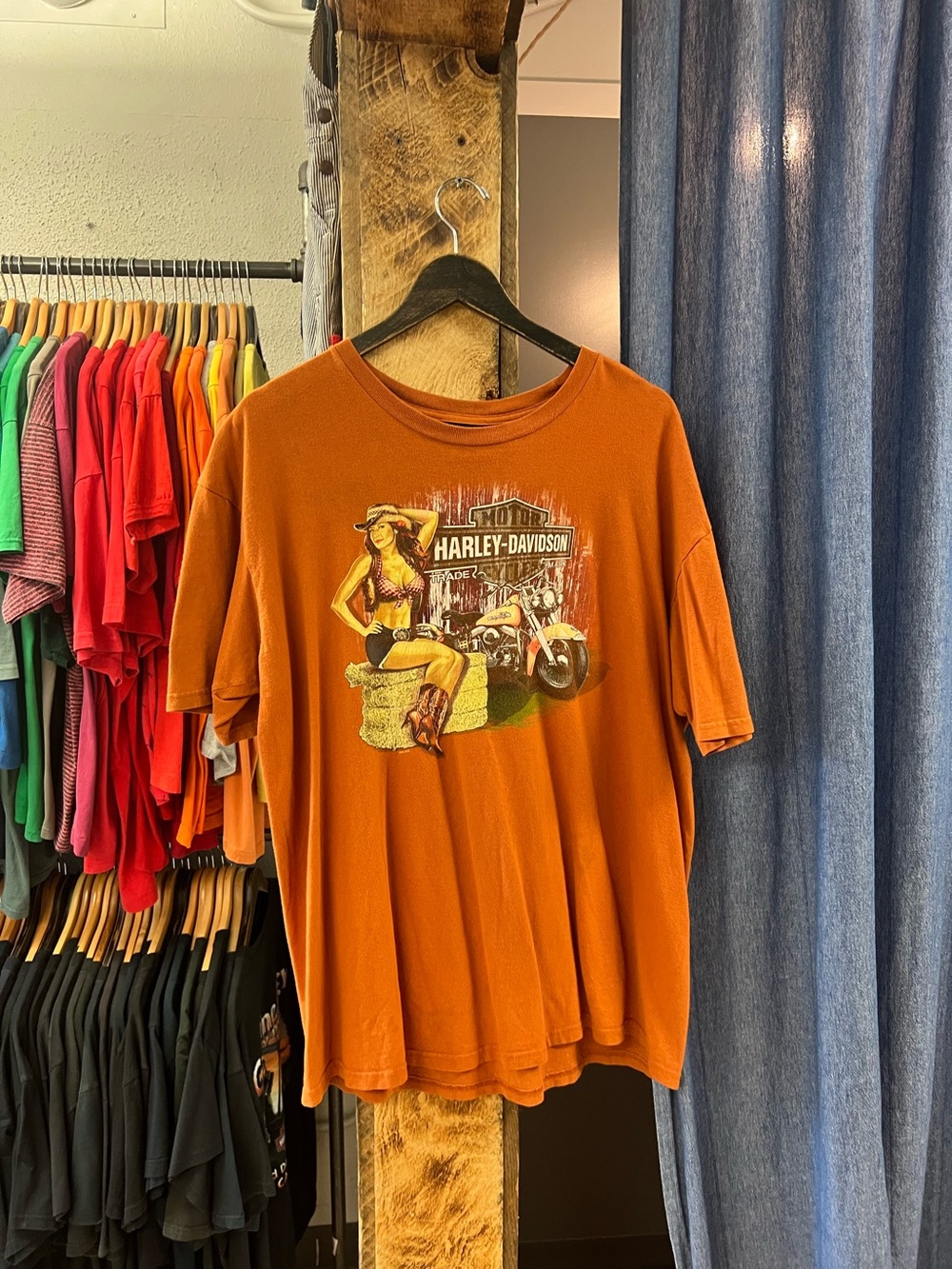 Vintage Harley Davidson Of Edmonton Orange T-shirt